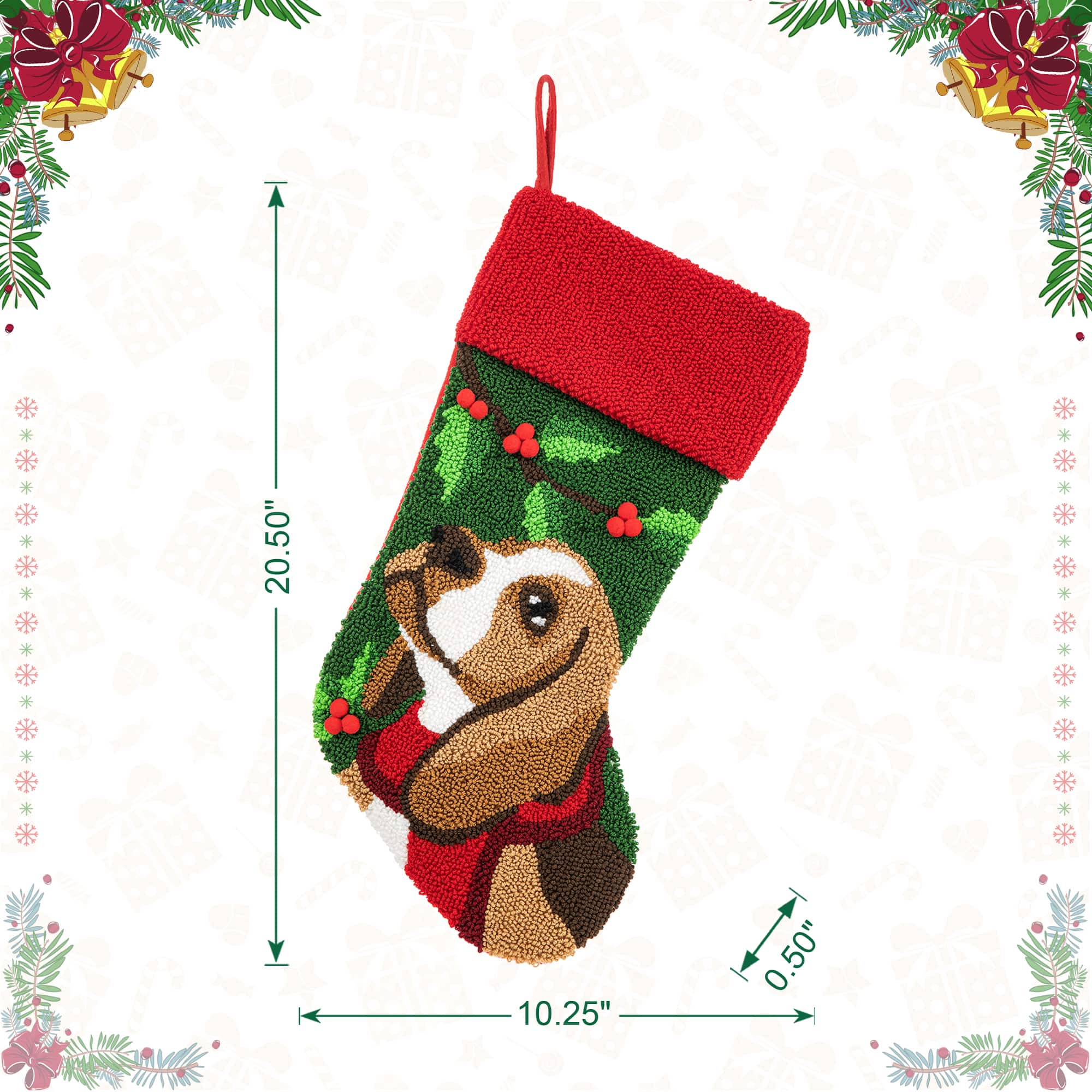 Glitzhome® 20.5" Dog Hooked Stocking